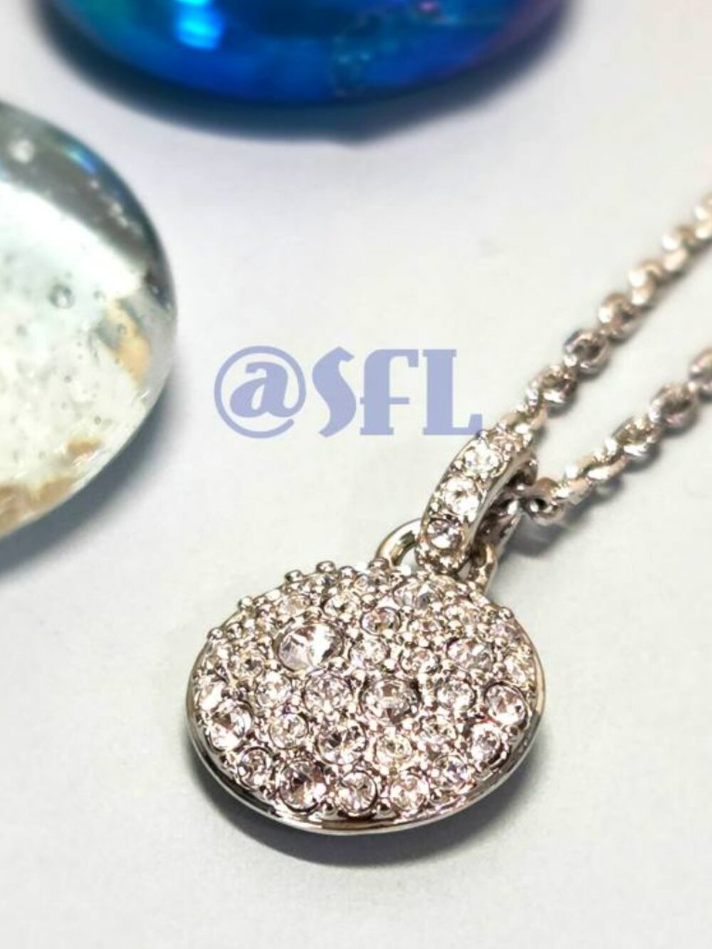 Swarovski Meteora Pendant Necklace Silver Tone Paved Circle Rhodium Plated